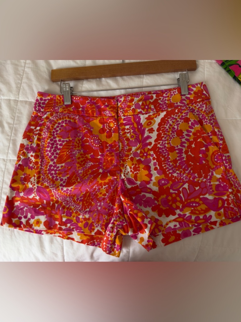 Trina Turk Vibrant Pink and Orange Floral High-Waist Shorts